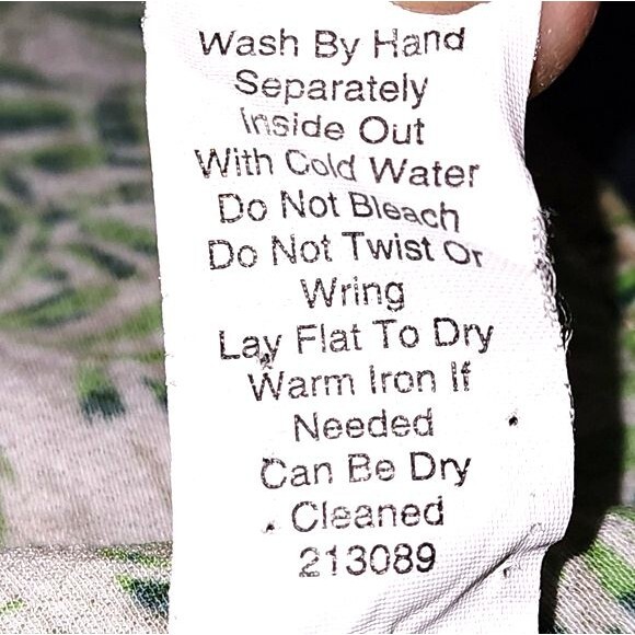 CAbi Tropical Green & Cream Leaf Print Faux Wrap Mini Dress Size S - Picture 10 of 10